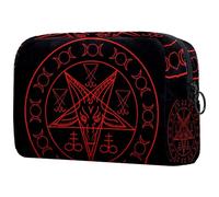 VAPOKF Baphomet and Lucifer Cosmetic Bag for Women, Travel Toiletries Bags Large Makeup Handy Pouch Organizer Bag with Zipper