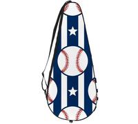VAPOKF Baseballs and Stars on Blue Stripes Racket Bag for Tennis, Tennis Bat Cover Racket Case Paddle Bag, Holds up to 2 Racquets