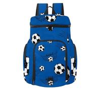VAPOKF Basketball Backpack, Sport Bag with Ball and Shoe Compartment for Soccer Football Volleyball Swim Gym Travel, Flying Football Soccer Ball with Angel Wings Pattern