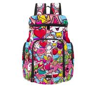 VAPOKF Basketball Backpack, Sport Bag with Ball and Shoe Compartment for Soccer Football Volleyball Swim Gym Travel, Unicorn Candy Donut Girlish Style Doodles