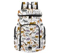 VAPOKF Basketball Backpack, Sport Bag with Ball and Shoe Compartment for Soccer Football Volleyball Swim Gym Travel, Animals Hippo Giraffe Lion Zebra