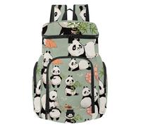 VAPOKF Basketball Backpack, Sport Bag with Ball and Shoe Compartment for Soccer Football Volleyball Swim Gym Travel, Cute Panda Draw Tea Hold The Umbrella Eat Bamboo