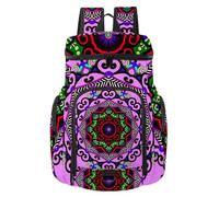VAPOKF Basketball Backpack, Sport Bag with Ball and Shoe Compartment for Soccer Football Volleyball Swim Gym Travel, Vintage Tribal Mandala Flower Circle Purple Pattern