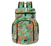 VAPOKF Basketball Backpack, Sport Bag with Ball and Shoe Compartment for Soccer Football Volleyball Swim Gym Travel, Tiger and Leopards in The Jungle