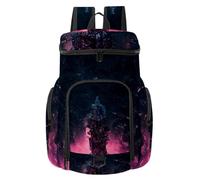 VAPOKF Basketball Backpack, Sport Bag with Ball and Shoe Compartment for Soccer Football Volleyball Swim Gym Travel, 3D City Futuristic Science Buliding Pattern