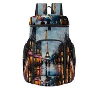 VAPOKF Basketball Backpack, Sport Bag with Ball and Shoe Compartment for Soccer Football Volleyball Swim Gym Travel, Paris Night Street Oil Painting