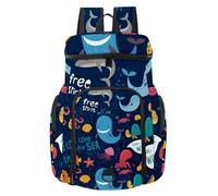 VAPOKF Basketball Backpack, Sport Bag with Ball and Shoe Compartment for Soccer Football Volleyball Swim Gym Travel, Dolphin Narwhal Octopus Cute Monsters of The Deep