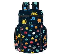 VAPOKF Basketball Backpack, Sport Bag with Ball and Shoe Compartment for Soccer Football Volleyball Swim Gym Travel, Cartoon Colorful Mosaic Monsters Pattern