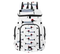 VAPOKF Basketball Backpack, Sport Bag with Ball and Shoe Compartment for Soccer Football Volleyball Swim Gym Travel, French Dog Cute Parisian Dachshund Pattern