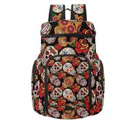 VAPOKF Basketball Backpack, Sport Bag with Ball and Shoe Compartment for Soccer Football Volleyball Swim Gym Travel, Mexican Sugar Skull with Rose Day of The Dead Pattern
