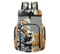 VAPOKF Basketball Backpack, Sport Bag with Ball and Shoe Compartment for Soccer Football Volleyball Swim Gym Travel, Tiger Animal Stare Teeth Wild