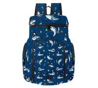 VAPOKF Basketball Backpack, Sport Bag with Ball and Shoe Compartment for Soccer Football Volleyball Swim Gym Travel, Pirate Shark Funny Sea Animal Wild Pattern