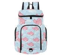 VAPOKF Basketball Backpack, Sport Bag with Ball and Shoe Compartment for Soccer Football Volleyball Swim Gym Travel, Pink Flying Piggy with Wings Blue Sky Pattern