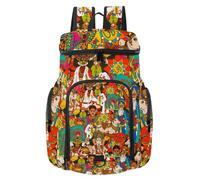 VAPOKF Basketball Backpack, Sport Bag with Ball and Shoe Compartment for Soccer Football Volleyball Swim Gym Travel, Indian Cultural Holy Animals Masks Music Pattern