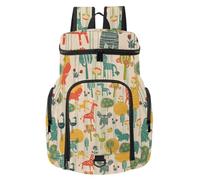 VAPOKF Basketball Backpack, Sport Bag with Ball and Shoe Compartment for Soccer Football Volleyball Swim Gym Travel, Giraffe Elephant Hippo Bird Flower