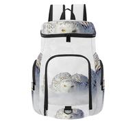 VAPOKF Basketball Backpack, Sport Bag with Ball and Shoe Compartment for Soccer Football Volleyball Swim Gym Travel, Snowy Owl White Rare Bird