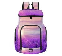 VAPOKF Basketball Backpack, Sport Bag with Ball and Shoe Compartment for Soccer Football Volleyball Swim Gym Travel, Sunset Over Violet Lavender Field in Provence France