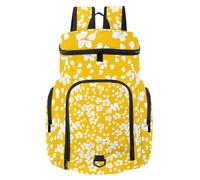 VAPOKF Basketball Backpack, Sport Bag with Ball and Shoe Compartment for Soccer Football Volleyball Swim Gym Travel, Cherry Blossom Sunny Yellow Spring Floral Pattern