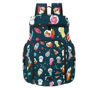 VAPOKF Basketball Backpack, Sport Bag with Ball and Shoe Compartment for Soccer Football Volleyball Swim Gym Travel, Space Planets Cute Animals Panda Raccoon Cat Fox