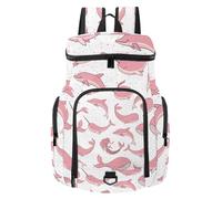 VAPOKF Basketball Backpack, Sport Bag with Ball and Shoe Compartment for Soccer Football Volleyball Swim Gym Travel, Pink Whales Unicorn Mermaids Narwhals Dolphins Pattern