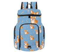 VAPOKF Basketball Backpack, Sport Bag with Ball and Shoe Compartment for Soccer Football Volleyball Swim Gym Travel, Cute Smiling Welsh Corgi Dog Bones Pattern