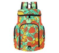 VAPOKF Basketball Backpack, Sport Bag with Ball and Shoe Compartment for Soccer Football Volleyball Swim Gym Travel, Vintage Cherry Strawberry Colorful Fruit Pattern