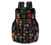 VAPOKF Basketball Backpack, Sport Bag with Ball and Shoe Compartment for Soccer Football Volleyball Swim Gym Travel, Geometry Block Line Math Colorful