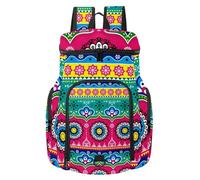 VAPOKF Basketball Backpack, Sport Bag with Ball and Shoe Compartment for Soccer Football Volleyball Swim Gym Travel, Indian Pakistani Colorful Floral Art Flowers Pattern