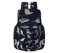 VAPOKF Basketball Backpack, Sport Bag with Ball and Shoe Compartment for Soccer Football Volleyball Swim Gym Travel, Shark Comic StyleWild Fish Pattern