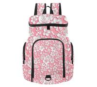 VAPOKF Basketball Backpack, Sport Bag with Ball and Shoe Compartment for Soccer Football Volleyball Swim Gym Travel, Flower Cherry Blossom Pattern