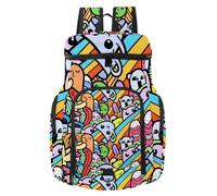 VAPOKF Basketball Backpack, Sport Bag with Ball and Shoe Compartment for Soccer Football Volleyball Swim Gym Travel, Funny Coloring Monsters Rainbow Pattern