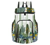 VAPOKF Basketball Backpack, Sport Bag with Ball and Shoe Compartment for Soccer Football Volleyball Swim Gym Travel, Wild Cactus Forest Flowers Pattern