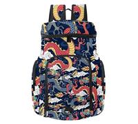 VAPOKF Basketball Backpack, Sport Bag with Ball and Shoe Compartment for Soccer Football Volleyball Swim Gym Travel, Blue and Red Dragons Fighting in The Clouds