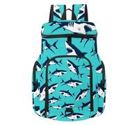 VAPOKF Basketball Backpack, Sport Bag with Ball and Shoe Compartment for Soccer Football Volleyball Swim Gym Travel, Shark Sea Wild Life Pattern