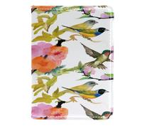 VAPOKF Beautiful Birds and Flowers Passport Holder Travel Wallet Leather Card Case Cover, 11.5x16.5cm