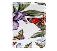 VAPOKF Beautiful Butterflies and Flowers Iris Passport Holder Travel Wallet Leather Card Case Cover, 11.5x16.5cm