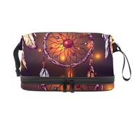 VAPOKF Beautiful Dreamcatcher Follow Your Dream Illustration Cosmetic Bag for Women and Girls, Travel Toiletry Bag Makeup Handy Pouch Organizer Bag with Brush Compartment