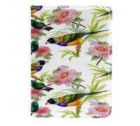 VAPOKF Beautiful Tropical Birds and Flowers Passport Holder Travel Wallet Leather Card Case Cover, 11.5x16.5cm