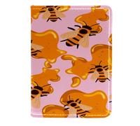 VAPOKF Bee on Sweet Honey Passport Holder Travel Wallet Leather Card Case Cover, 11.5x16.5cm