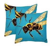VAPOKF Bee Pattern 2PCS Throw Cushion Covers Soft Velvet Pillow Case Modern Decorative Double-Sided Designs Pillowcase, 50x50cm (Inserts Not Include)