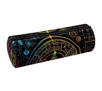 VAPOKF Bill Cipher Wheel Zodiac Print Pencil Cases, PU Leather Pen Bag Student Stationery Organiser Bag Makeup Pouch for Women Girls Boys Kids School Office Supplies