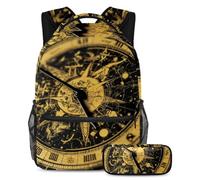 VAPOKF Bill Cipher Wheel Zodiac School Bag Set for Teen Girls Boys Kids, Student Bookbag Backpack Rucksack with Pencil Case for Primary Secondary Junior High School