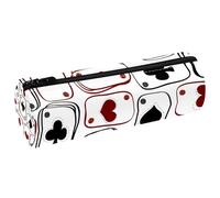 VAPOKF Black and Red Playing Cards Pencil Cases, PU Leather Pen Bag Student Stationery Organiser Bag Makeup Pouch for Women Girls Boys Kids School Office Supplies