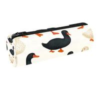 VAPOKF Black and White Indian Runner Ducks Pen Pencil Case Coin Purse Cosmetic Makeup Bag for Student Stationery School Office Storage