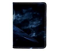 VAPOKF Black Raven in Creepy Moonlight Passport Holder Travel Wallet Leather Card Case Cover, 11.5x16.5cm