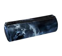 VAPOKF Black Raven in Creepy Moonlight Pencil Cases, PU Leather Pen Bag Student Stationery Organiser Bag Makeup Pouch for Women Girls Boys Kids School Office Supplies