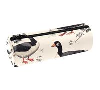 VAPOKF Black-White Indian Runner Ducks Print Pencil Cases, PU Leather Pen Bag Student Stationery Organiser Bag Makeup Pouch for Women Girls Boys Kids School Office Supplies