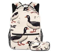 VAPOKF Black-White Indian Runner Ducks School Bag Set for Teen Girls Boys Kids, Student Bookbag Backpack Rucksack with Pencil Case for Primary Secondary Junior High School