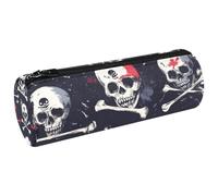 VAPOKF Blood Skull and Bones Pen Pencil Case Coin Purse Cosmetic Makeup Bag for Student Stationery School Office Storage