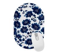 VAPOKF Blue Flower Floral Mouse Pad | Desk Mat/Gaming Oval Mouse Pad | Improved Precision and Speed | Rubber Base for Stable Grip on Smooth Surfaces | 28×18 cm
